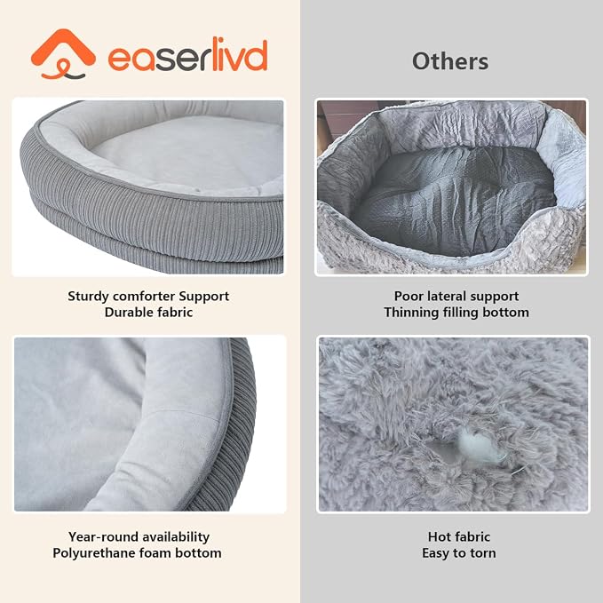 Washable Pet Cat Dog Bed Small Medium,Memory Foam Calming Pet Puppy Dog Crate Beds Cushion for Small Medium Dogs Indoor Cats Crate Pad,Pet Dog Cat Crate Mat with Detachable Bottom and Bolster Cushion