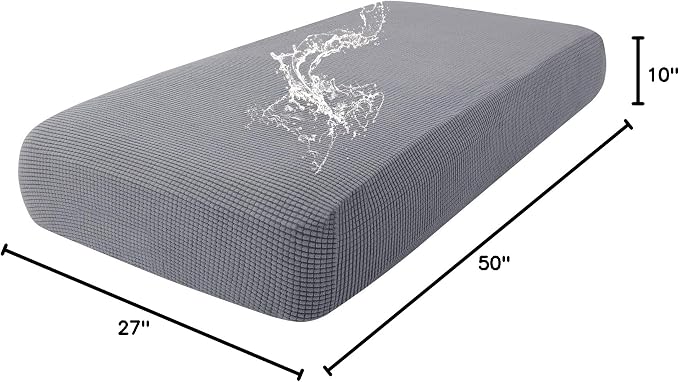 hyha Waterproof Couch Cushion Covers for Pets, Non Slip Sofa Seat Cover for Dogs Washable, Soft Thick Stretch Jacquard Fabric, Sofa Slipcovers with Elastic Bottom (1 Piece for Medium, Middle Grey)