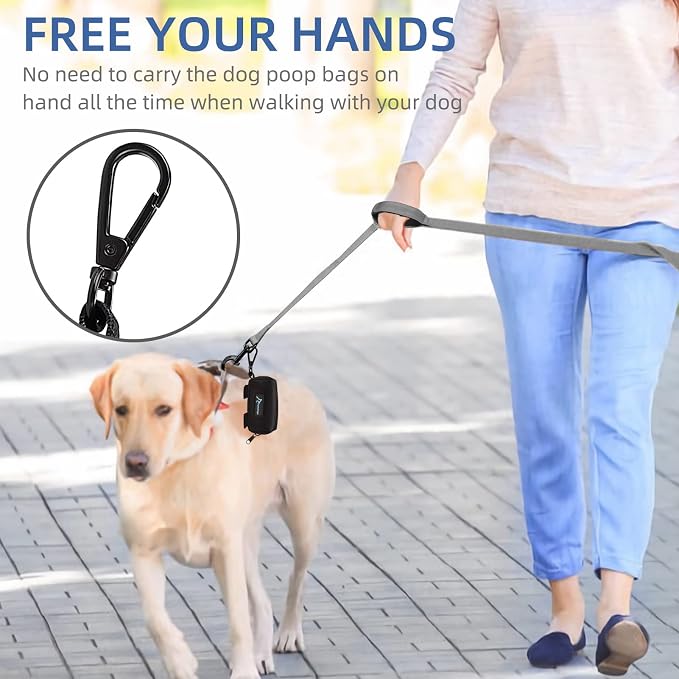 1 Pack Poop Bag Holder for Dogs & Cats Waste Bag Dispenser Pouch with 1 Roll of Free Poop Bags - Dog Leash Accessory & Bicycle (Pink)