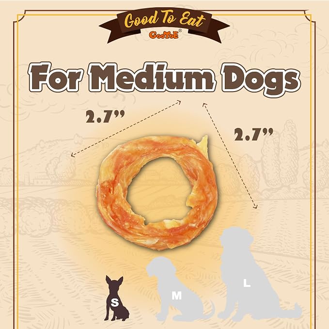 Gootoe Turkey Tendons for Dogs – All-Natural, Hypoallergenic Dog Treats, Rawhide Alternative, Long Lasting Puppy Chews, Healthy Dog Treats for Small Breeds, Ring, 1 lb