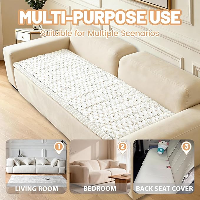 Waterproof Couch Cover for Dogs Washable,Non Slip Fuzzy Durable Couch Covers for 3 Cushion Sofa Pet Friendly Sofa Cover Dog Thick Soft Slipcovers Protector Couches Mat Bed (Beige, 27.6" x 59.06")