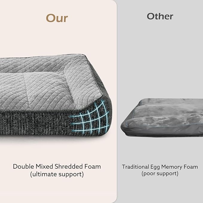 JOEJOY Orthopedic Dog Bed Medium Sized Dogs, Extra Thick Supportive Big Dog Couch Bed with Sides, Ultra Soft Pet Bed Sofa, Light Grey, 35''x25''