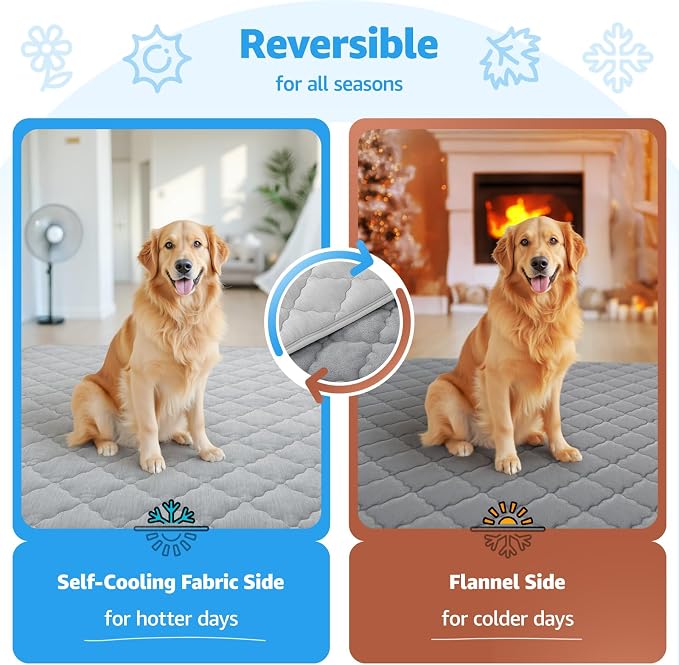 LOOBANI Dog Cooling Mat for Large Dogs 48"x28"- Cooling Pad for Dog, Cool Blanket for Dogs Machine Washable, Pet Cool Mat for Indoor, Outdoor, Couches, Crates, Car Seats for Trips (Grey, 48"x28")