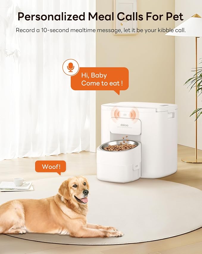 Automatic Dog Feeder for Large Breed, 15L/ 63Cups Vacuum-Sealed Airtight 100% Fresh Timed Home Auto Pet Feeder, Anti-Clog Pet Food Dispenser, 2-22mm Kibble, Voice Record, Dual Power, Stainless Steel