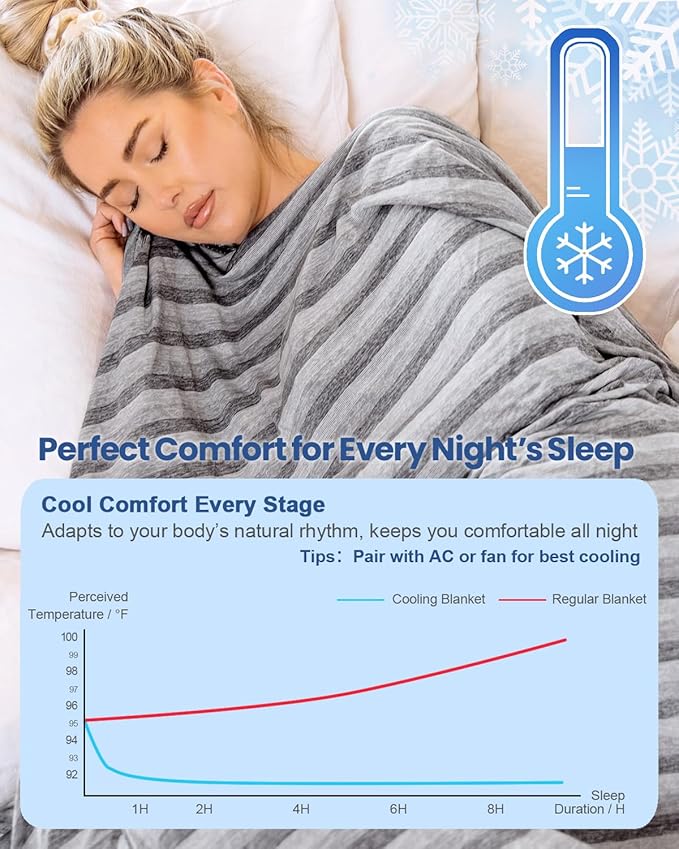 Ailemei Direct Cooling Blanket(Twin XL Size) for Hot Sleepers, Double Sided Cold Effect, Lightweight Breathable Summer Blankets for Bed, Transfer Heat to Keep Body Cool for Night Sweats, 60"x90"