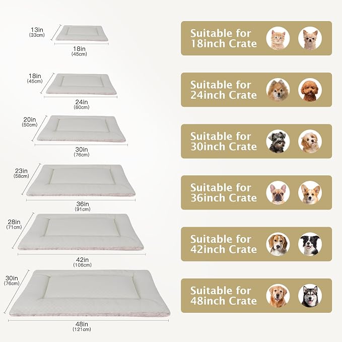 Dog Bed Mat, Crate Pad Reversible,Soft Kennel Washable Crate Mat (Cool and Warm),Pet Sleeping Mattress for Small Medium Dogs XB009 (30''x20'',Beige)