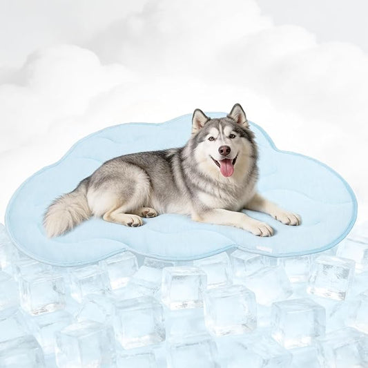 BECEMURU Dog Cooling Mat, Thickened Soft Pet Cooling Pad for Summer, 55"x37" Could-Shape Pet Bed for Crate Kennel Sofa, Non-Gel Coolness, Machine Washable & Durable - Keep Pet Cool and Comfortable