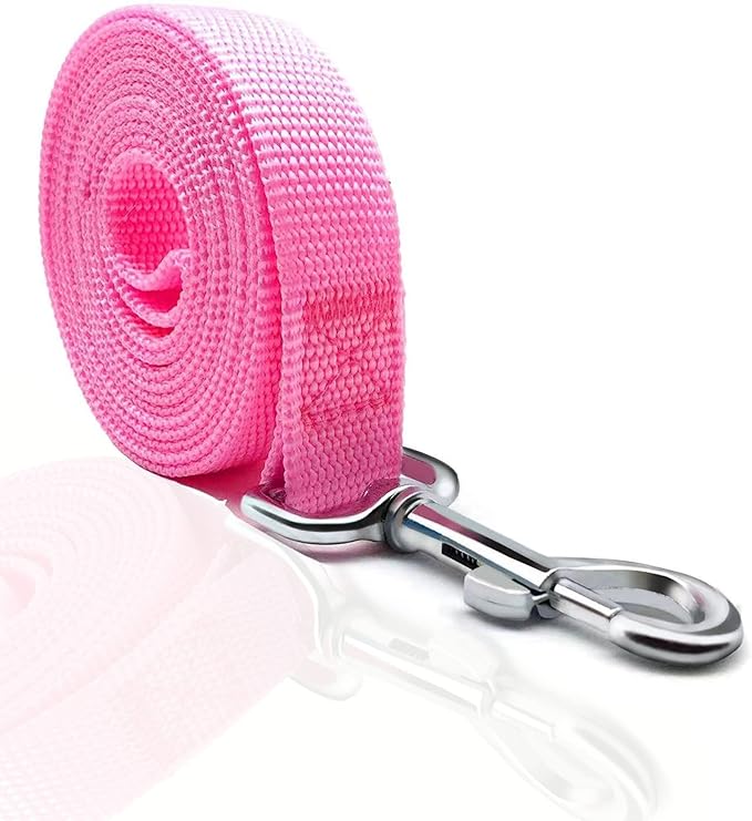 TAIAN 4FT/5FT/6FT Strong Dog Leash, Nylon Dog Leashes for Small Medium Large Dogs (5/8 in x 5 ft, Pink)