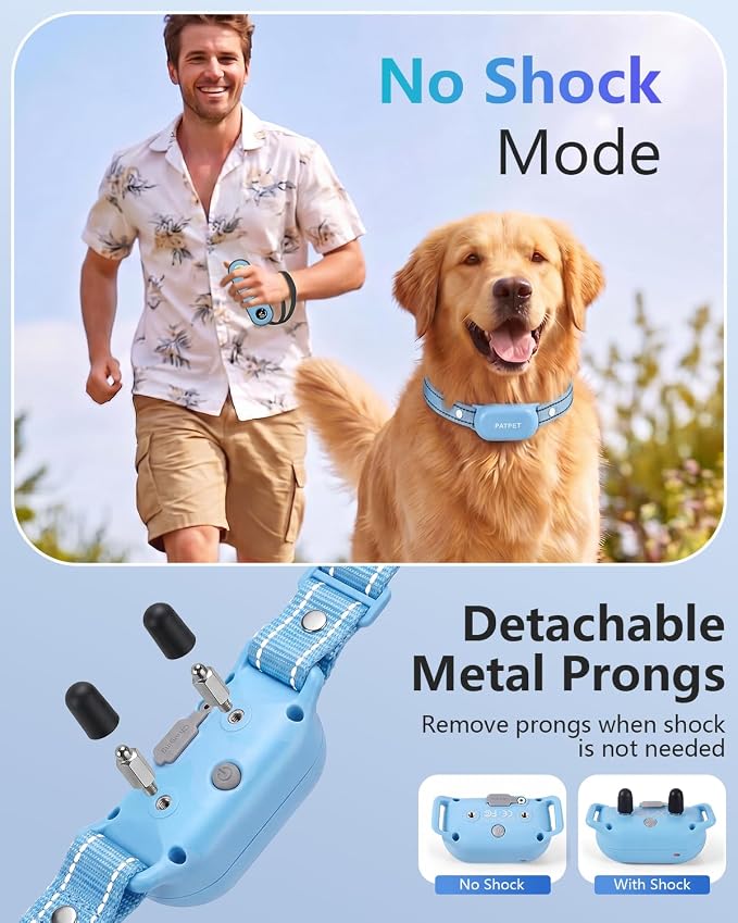 PATPET Shock Collar for Dogs(10-120lbs), 4000ft Rechargeable IPX7 Waterproof Training Collar with Remote for 2 Dogs- Electric Dog Collar for Small Medium Large Dogs 2 Packs