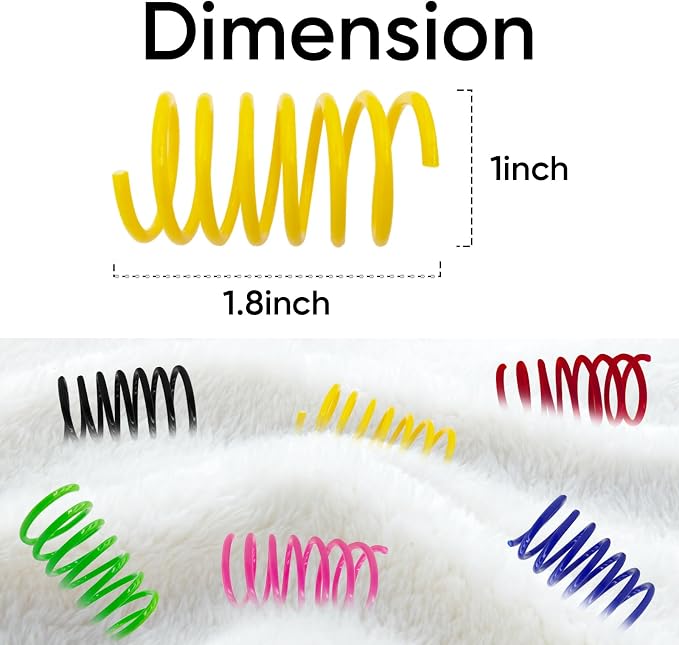 6Colors Plastic Spring Cat Toys, 60 Pack Spiral Springs for Indoor Cats to Swat, Bite, Hunt, Interactive Toys for Cats and Kittens