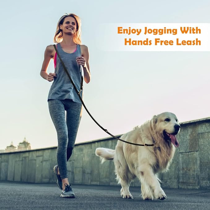 Leather Dog Leash 8ft, Soft Multi-Function 6 in 1 Leather Training Walking Lead, Hands Free Leash, Dual, Crossbody Pet Leashes for Medium and Large Dogs, Service Dogs (8 Foot*5/8", Black)