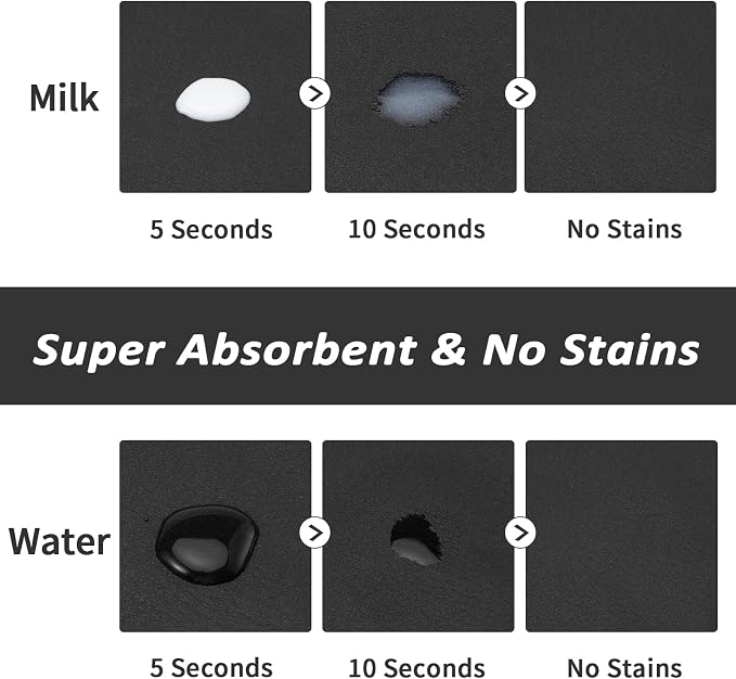 HotLive Dog Food Mat - Absorbent Cat Mat for Food and Water, No Stains Pet Feeding Bowl Mat, Easy to Clean Pet Placemats, Quick Dry Dog Water Dispenser Mat for Messy Drinkers | Paw Black 24"x 36"