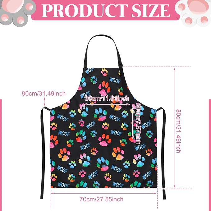 Dog Grooming Waterproof Apron with 2 Pockets, Cute Animals Puppy Dog Pets Apron