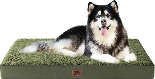 EHEYCIGA Orthopedic XXL Dog Beds for Jumbo Dogs with Removable Washable Cover,Dark Green, 50x36