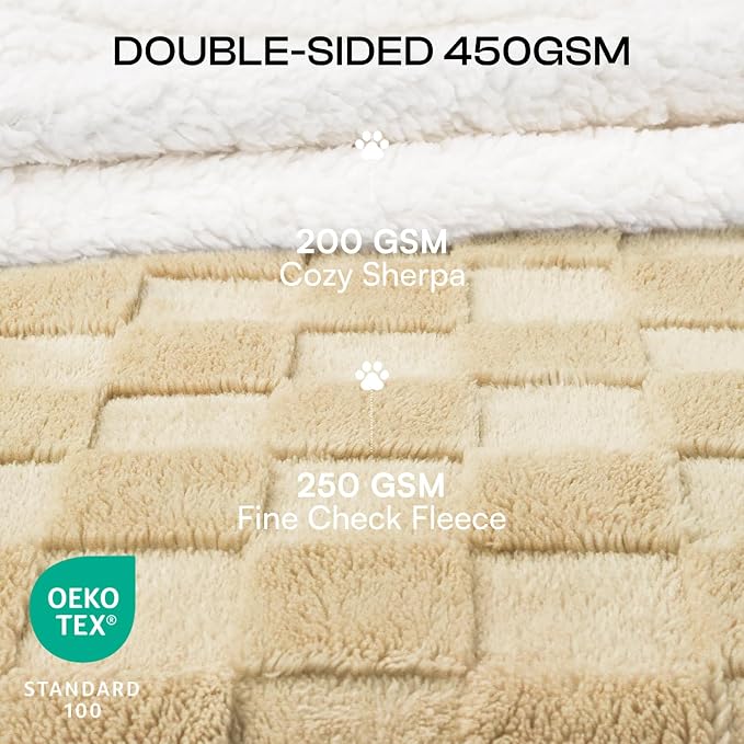 Luciphia Waterproof Dog Blanket, Emotional Support Leakproof Large Pet Blanket for Couch Sofa Bed Protector, Washable Soft Sherpa Fleece with 3D Jacquard, Cozy Calming Reversible, Yellow, 85"x57"