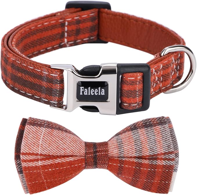 Faleela Soft &Comfy Bowtie Dog Collar,Detachable and Adjustable Bow Tie Collar,for Small Medium Large Pet (Medium (Pack of 1), Orange)