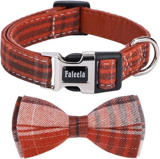 Faleela Soft &Comfy Bowtie Dog Collar,Detachable and Adjustable Bow Tie Collar,for Small Medium Large Pet (Medium (Pack of 1), Orange)