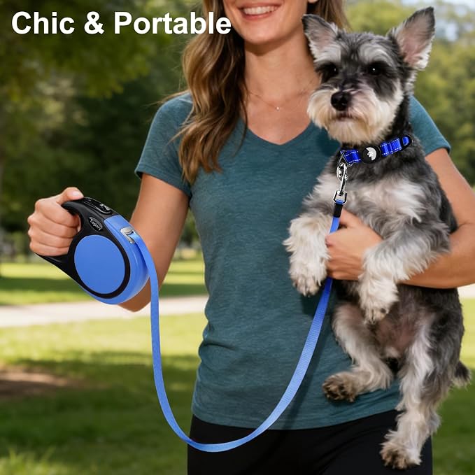 Taglory Retractable Dog Leash, 16ft No Tangle Leash Retractable for Medium and Large Dogs Up to 100 lbs, One-Handed Brake, Pause, Lock, Blue
