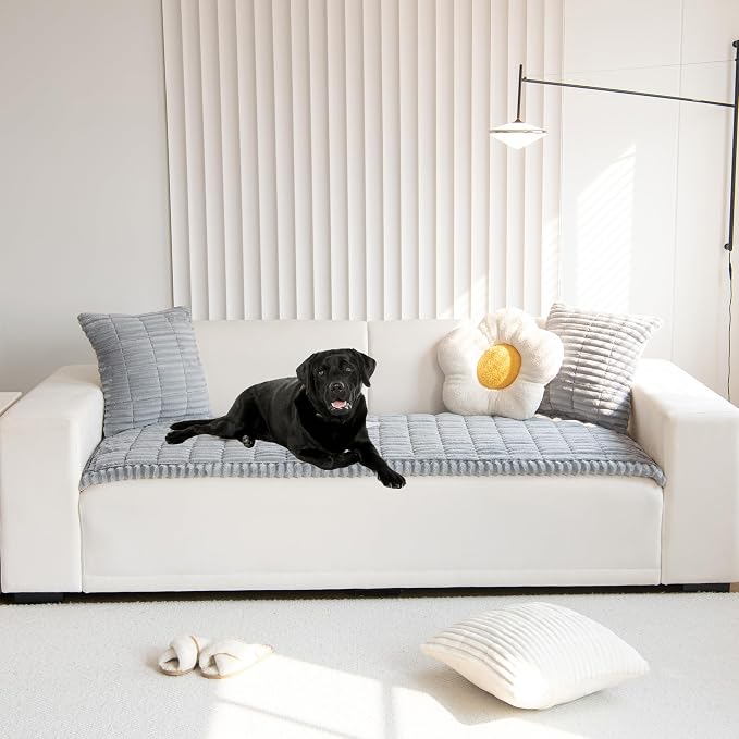 Mivnue Pet Couch Cover, Couch Covers for Dogs, Washable Dog Sofa Covers Couch Protector, Fuzzy Non Slip Couch Slipcover Pet Friendly (Light Grey, 27.6" x 82.7")