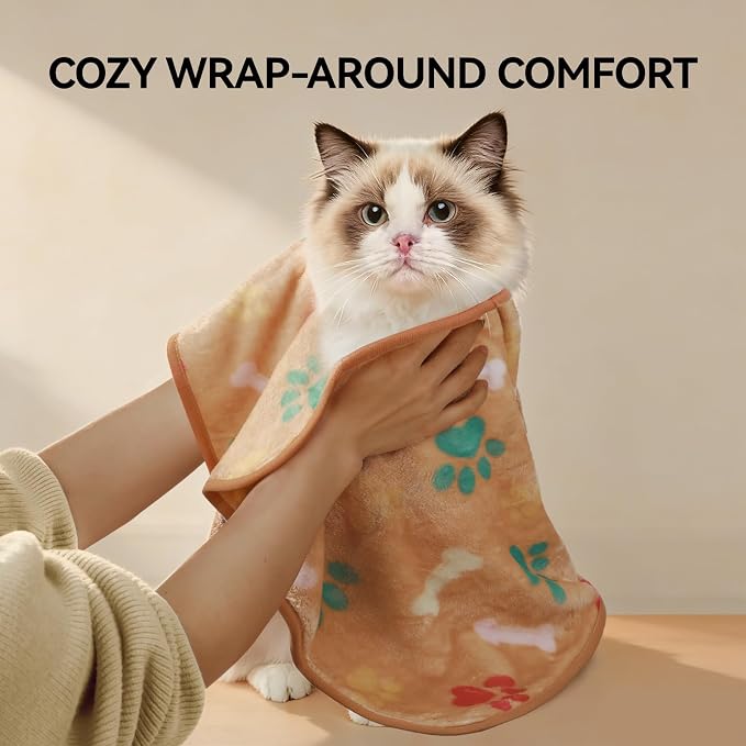 LINENLUX 1 Pack 3 Blankets Super Soft Fluffy Premium Fleece Dog Blankets for Puppy Cat Pet Blanket Flannel Throw Warm Sleep Bones and Claws-3pcs 60x40 inch