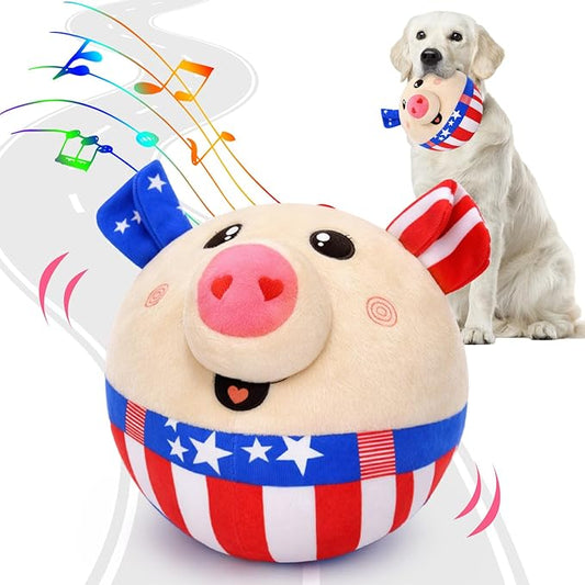 BABORUI Interactive Dog Toys Independence Pig, 4th of July Dog Toys with Recording and Music Modes, Independence Day Dog Toys for Small/Medium/Large Dogs to Keep Them Busy(Independence Pig)