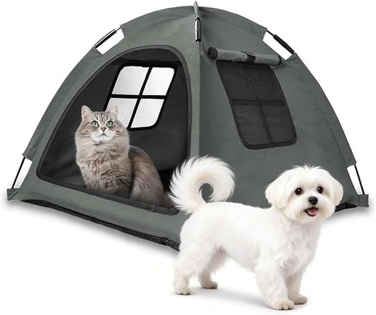 Anti-Anxiety Open Pet Tent for Cats & Dogs, Calming Hideaway | Soothing den, ventilated mesh, ripstop oxford, tip-proof. No-tools, washable cover. Indoor & outdoor. Up to 35lb. 5 colors