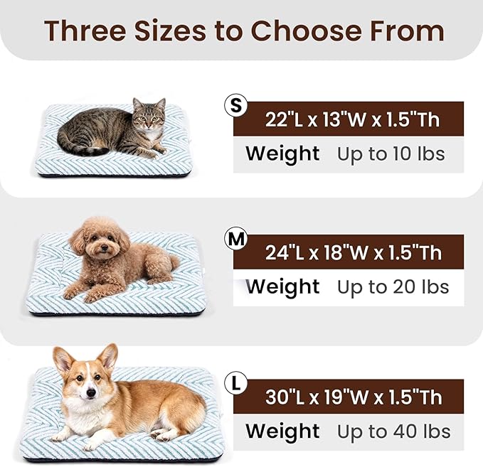 Mora Pets Washable Dog Crate Pad Soft Kennel Bed Crate Mat for Small Dogs, Puppies & Cats Flat Pet Bed with Anti-Slip Bottom for Dog Cage, Carrier & Travel Sleeping Chevron Blue 24 x 18