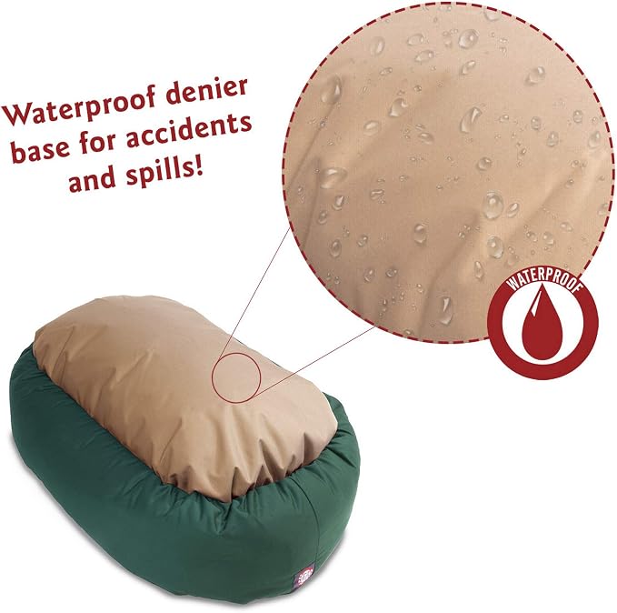 Majestic Pet 32 Inch Bagel Calming Dog Bed Washablee – Cozy Soft Round Dog Bed with Spine Support for Dogs to Rest their Head - Fluffy Donut Dog Bed 32x23x7 (Inch) - Round Pet Bed bed Small – Green
