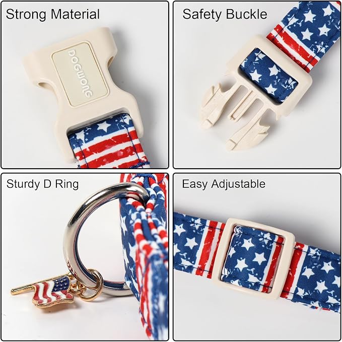 Patriotic Dog Collar for Small Dogs,4th of July Dog Collar with American Flag Pattern,Independence Day Puppy Collars for X-Small Puppies Dogs, Neck 8-12 inches