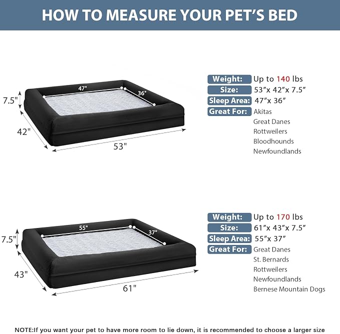 WNPETHOME Giant Dog Bed, Washable Dog Couch with Removable Waterproof Cover, Orthopedic Large Pet Sofa Bed with Bolster Sides for Sleeping