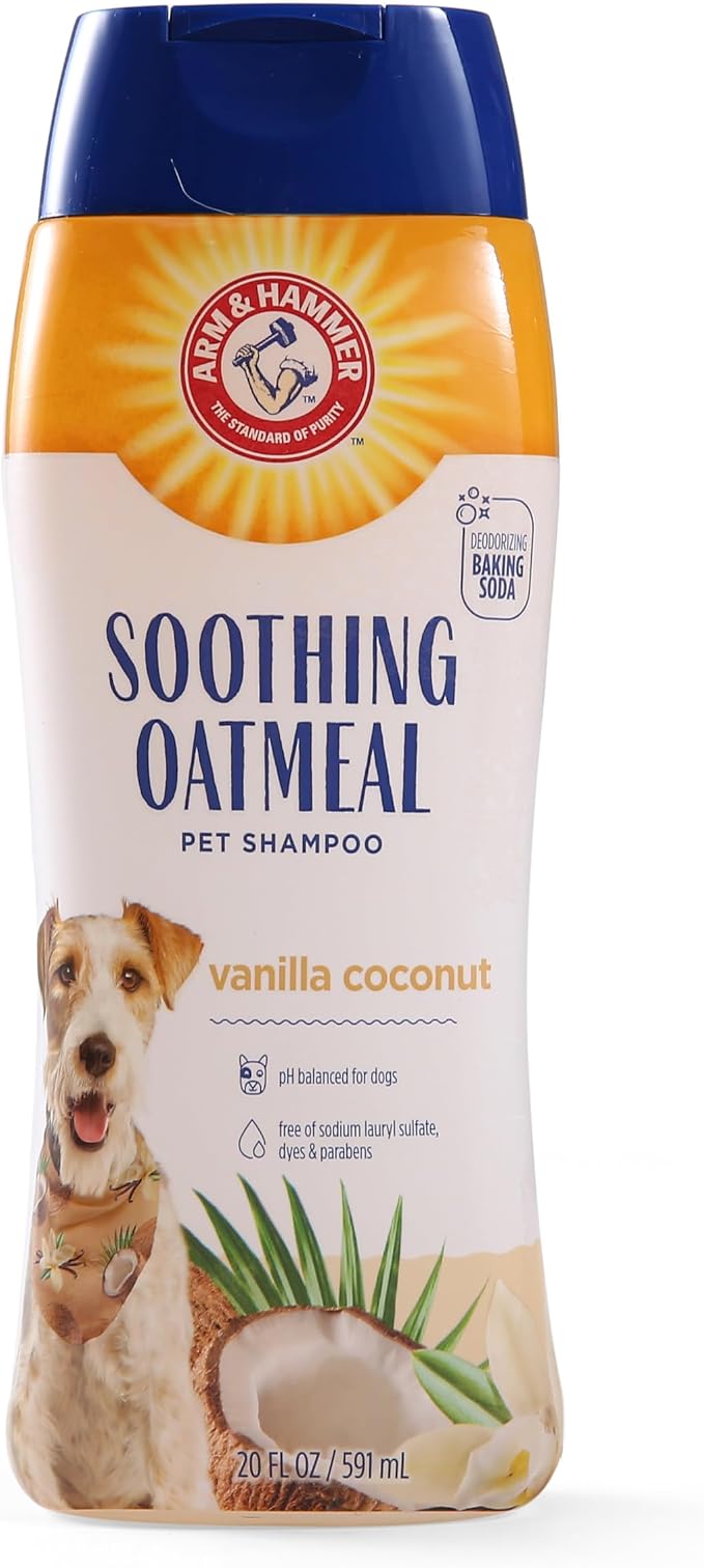 Arm & Hammer for Pets Soothing Oatmeal Dog Shampoo, Vanilla Coconut Scent, Baking Soda Odor Control, Moisturizing Shampoo for Dry Dog Skin, pH Balanced for Dogs, 20 Fl Oz