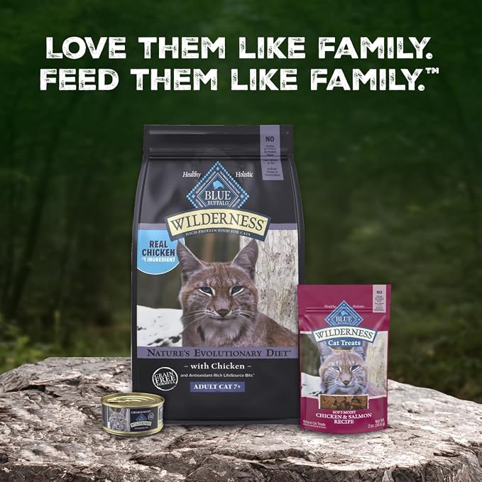 Blue Buffalo Wilderness with Chicken Natural High-Protein Grain-Free Dry Food for Adult Cats 7+, Real Chicken First, Antioxidant-Rich LifeSource Bits Support Immunity in Senior Cats, 5 lbs.