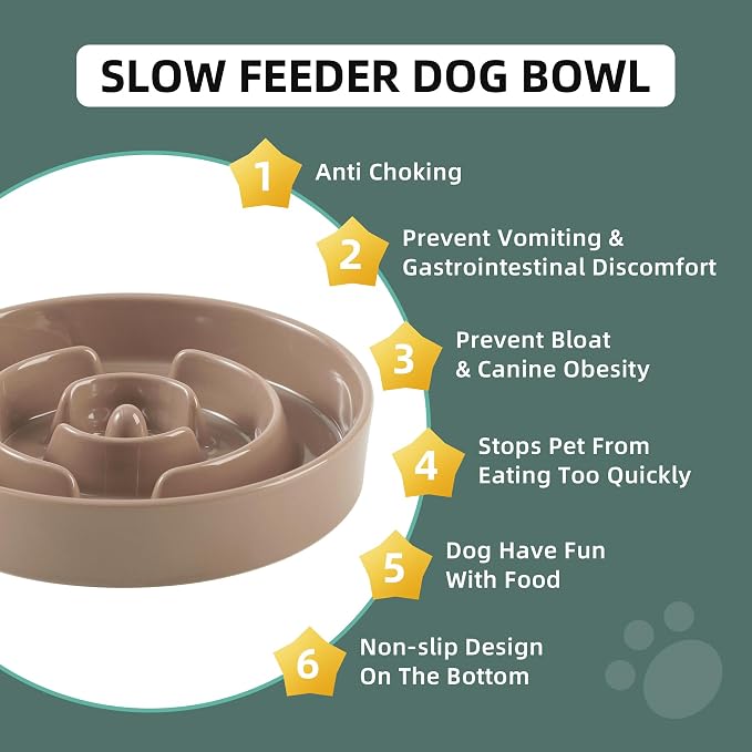 Havniva Ceramic Slow Feeder Dog Bowls, 1.2 Cups Dog Bowl Slow Feeding for Small and Medium Breed, 7.3inch Puzzle Dog Food Bowl Slow Feeder Non-Slip Anti-Gulping and Anti-Choking Reduces Bloating