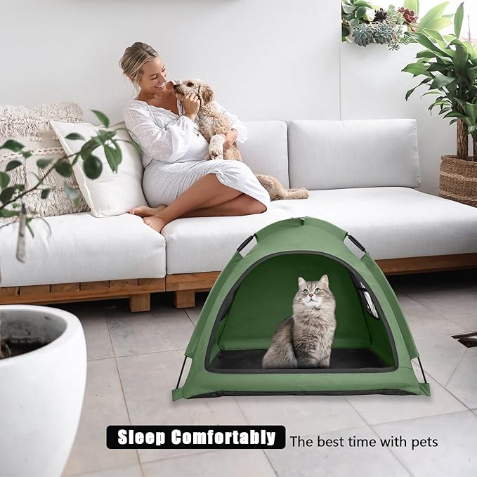 Anti-Anxiety Open Pet Tent for Cats & Dogs, Calming Hideaway | Soothing den, ventilated mesh, ripstop oxford, tip-proof. No-tools, washable cover. Indoor & outdoor. Up to 35lb. 5 colors