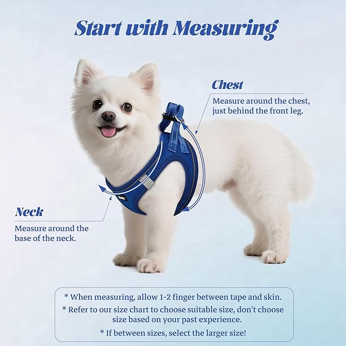 YIMEIS Dog Harness and Leash Set, No Pull Soft Mesh Pet Harness, Reflective Adjustable Puppy Vest for Small Medium Large Dogs, Cats (Royal Blue, X-Small (Pack of 1)