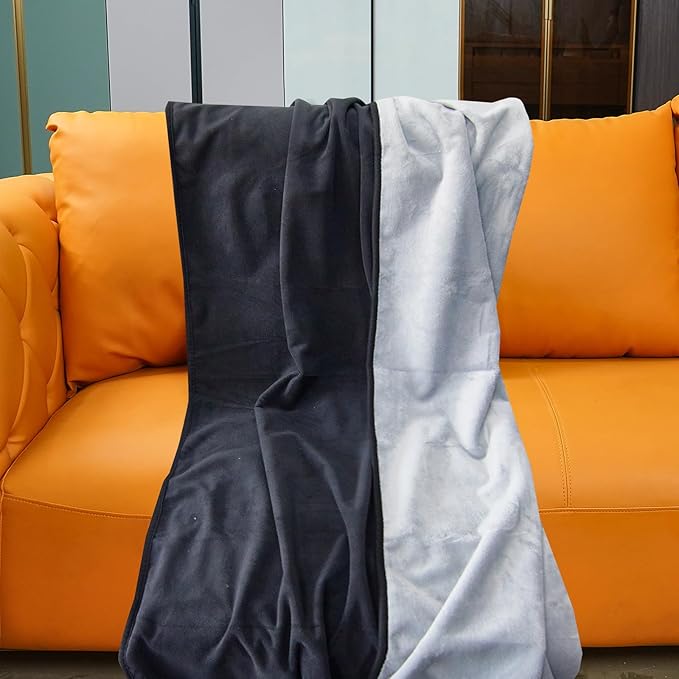 Ahinahwap Waterproof Blanket for Bed Couch Sofa, Reversible & Reusable Cat, Dog Blanket Waterproof Washable, Small Water Resistant Blankets, Leakproof (40"x60", Black/Light Grew)