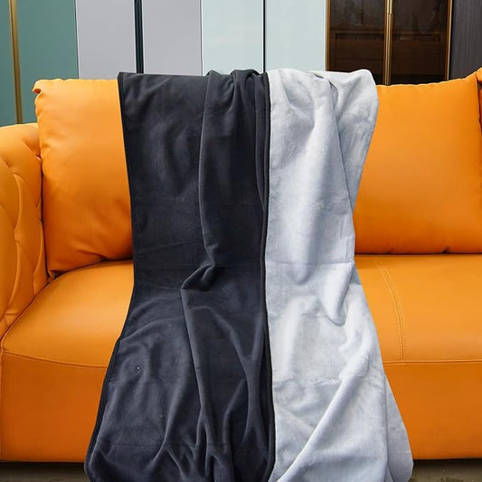 Ahinahwap Waterproof Blanket for Bed Couch Sofa, Reversible & Reusable Cat, Dog Blanket Waterproof Washable, Small Water Resistant Blankets, Leakproof (40"x60", Black/Light Grew)