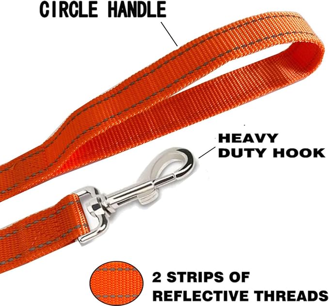 Reflective Dog Leash 7Ft /8 Feet Long, 1 Inch Wide, for Small and Medium Dogs