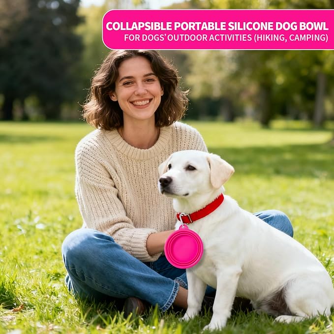 SLSON Collapsible Dog Bowl, 2Pack Macaron Color Pet Travel Bowls Silicone Foldable Water Feeder Dish for Small to Large Dogs Cat Walking Hiking Camping (Macaron Bright Pink and Bright Green, Small)