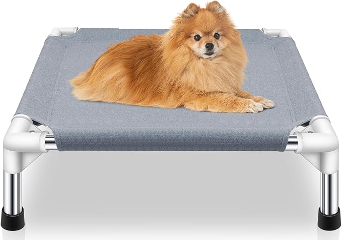 Elevated Dog Bed for Small Dogs, Outdoor Cooling Dog Bed Cot for Small Pets, Indoor Detachable Raised Dog Bed with Non-Slip Feet(20" L x 20" W x 6.5" Th)