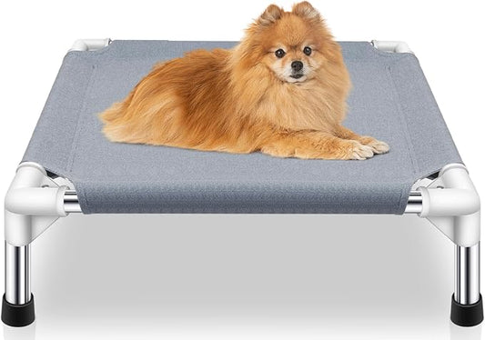 Elevated Dog Bed for Small Dogs, Outdoor Cooling Dog Bed Cot for Small Pets, Indoor Detachable Raised Dog Bed with Non-Slip Feet(20" L x 20" W x 6.5" Th)