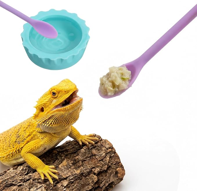 9 Pack Crested Gecko Food Dish & Spoons, Silicone Gecko Feeding Cups Reusable Small Reptile Food and Water Bowl Gecko Tank Accessories for Hermit Crabtortoise Tarantula Lizard, 7 Colors