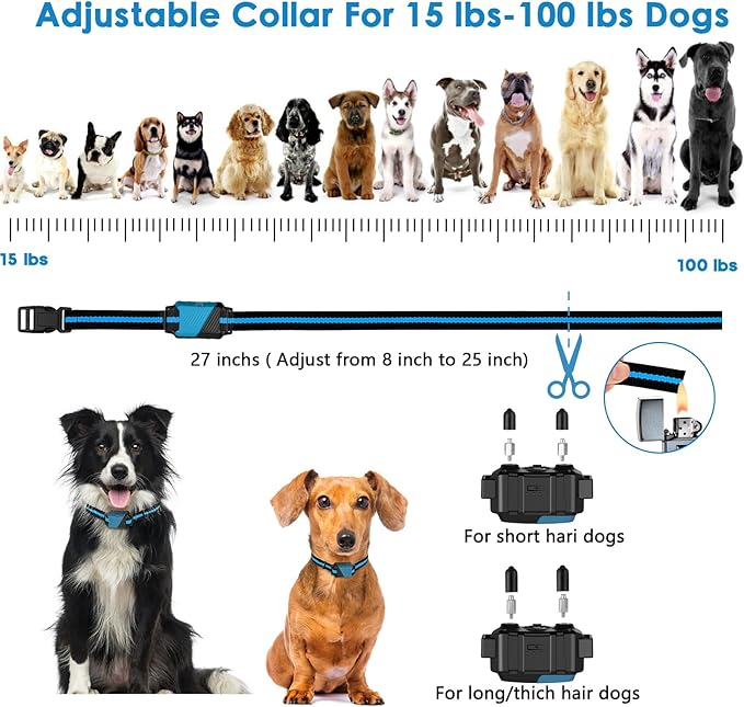 PIOUNS Shock Collar for Dogs, IP67 Waterproof Dog Training Collar with Remote, 3 Training Modes with Beep, Vibration, and Safe Static, Rechargeable for Large Medium