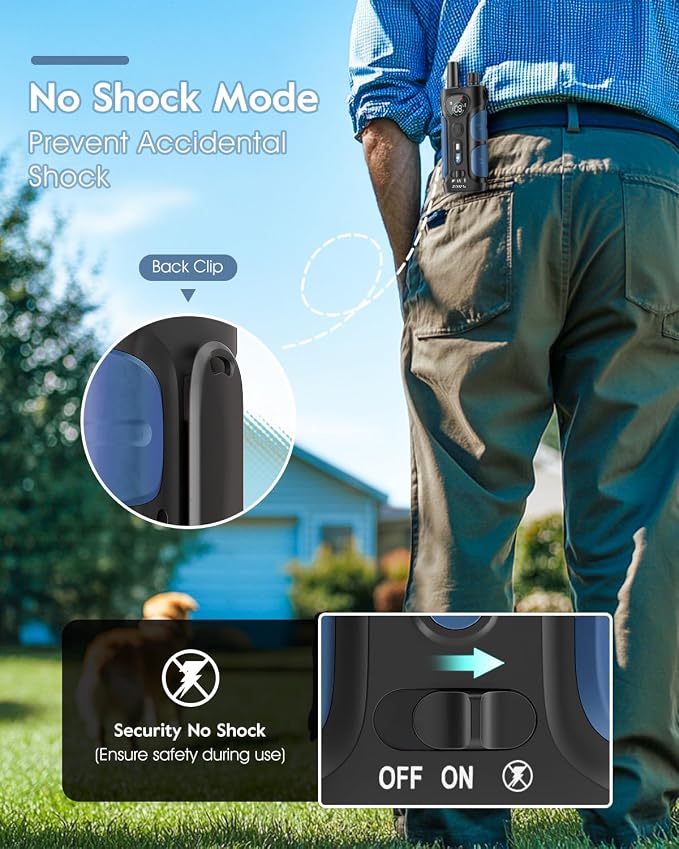 SLOPEHILL Dog Shock Collar - 4200FT Dog Training Collar with Remote,IPX8 Waterproof E-Collar with Beep,Vibration,Shock,Flash Light,No Shock Mode,Shock Collar for Small Medium Large Dog 8-140lbs,Blue