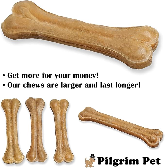 Dog Bones Long Lasting 5-Pack – Natural Compressed Rawhide Bones for Aggressive Chewers – Zero Flavors, Preservatives – Safe Dog Treats Ideal for All Breeds and Sizes (Large ~ 8.5")
