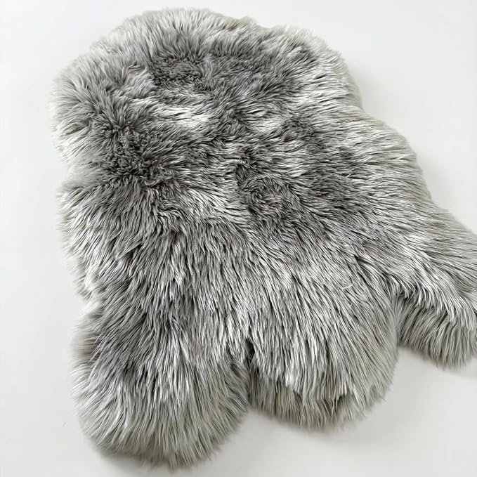 IHAPPYDOG Luxury Faux Fur Orthopedic Dog Bed, Memory Foam Dog Bed for Small, Medium, Large and XL Pets, Fluffy Pet Rug with Waterproof and Washable Cover (Grey, 30"x20")