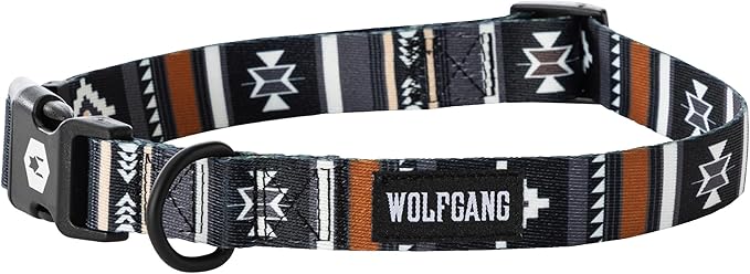 Wolfgang Heavy Duty, Adjustable Dog Collar with Quick Release Nylon Buckle for Walking & Training, NewMoon Print, Medium