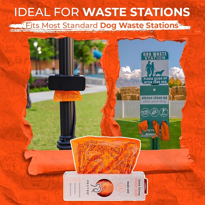PEXTER Waste Station Bags – Large Roll Dog Poop Bags (315 Count) – Extra-Strong, Leak-Proof & Unscented – Fits Most Pet Waste Stations, Dog Station Bag & Outdoor Dispensers