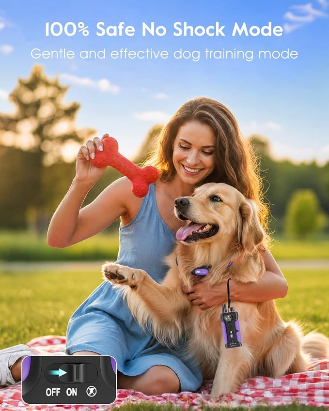 SLOPEHILL Dog Shock Collar - 4200FT Dog Training Collar with Remote,IPX8 Waterproof E-Collar with Beep,Vibration,Shock,Flash Light,No Shock Mode,Shock Collar for Small Medium Large Dog 8-140lbs,Purple