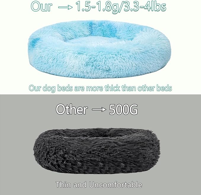 Calming Dog Bed for Medium Dogs Cats, Puppy 31'' Round Anti-Anxiety Warm Fluffy Plush Faux Fur Bed, Soft Anti-Slip Donut Washable, Cozy Medium Puppy Bed, Fits up to 50 lbs Pets